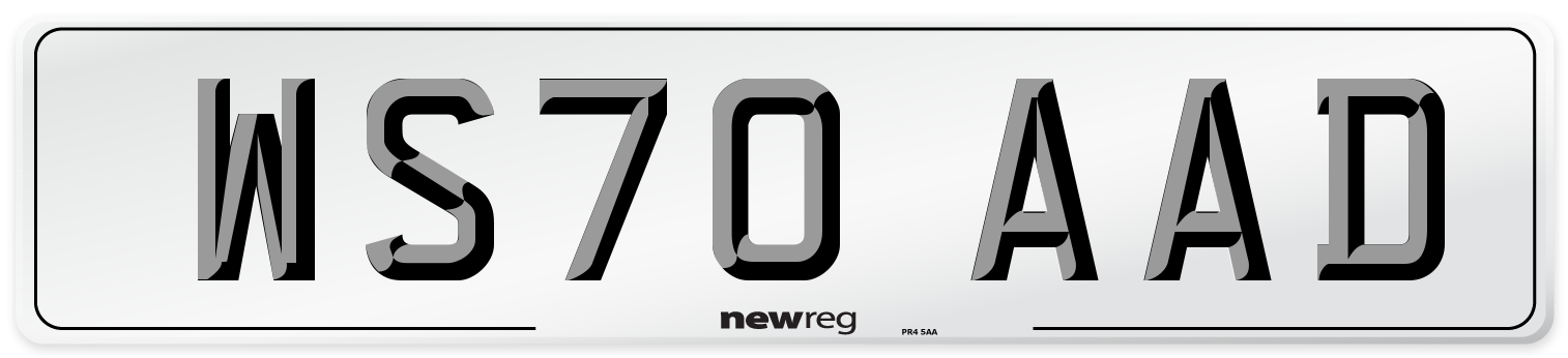 WS70 AAD Number Plate from New Reg